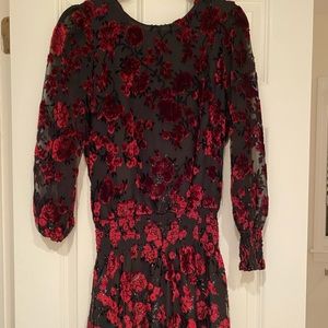 Parker red/black long sleeve dress